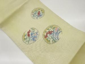 紗 丸文に草花模様刺繍名古屋帯